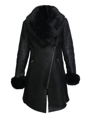 Women’s Black Merino Shearling Coat with Toscana Collar – Luxury Winter Coat Fortaleza