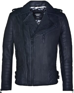 Men’s Quilted Leather Brando Biker Jacket – Classic Motorcycle Style