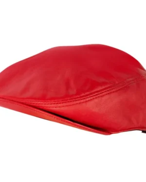 Men’s Leather Peaky Blinders Cap – Classic Newsboy Flat Hat - red