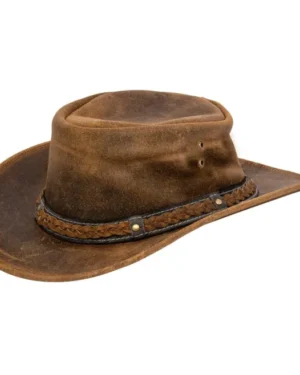 Australian Real Leather Cowboy Hat – Classic Outback Bush Hat - tan