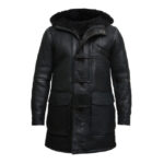 Men’s Winter Sheepskin Leather Hooded Duffle Coat – Warm Classic Coat Montpellier