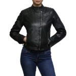 Women’s Retro Leather Biker Jacket – Vintage Moto Jacket Madeley
