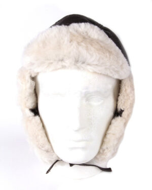Men’s Sheepskin Aviator Hat – RAF B-55 Trapper Winter Hat - white