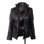 Women’s Leather Moto Biker Jacket – Military Style Jacket Middleton