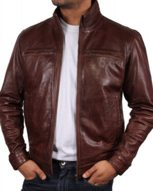 Men’s Classic Leather Biker Jacket – Timeless Motorcycle Jacket Caracas - brown