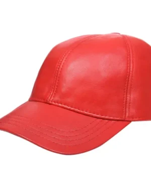 Unisex Nappa Leather Snapback Cap – Adjustable Plain Baseball Hat - red