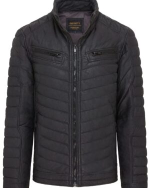 Men’s Warm Leather Puffer Bomber Jacket – Quilted Winter Style Torpoint