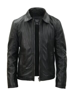Men’s Classic Harrington Leather Jacket – Smart Casual Style New York
