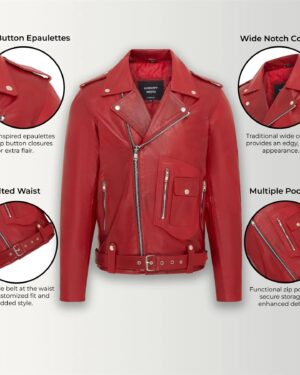 Men’s Cowhide Leather Brando Biker Jacket – Classic Motorcycle Style Pargas