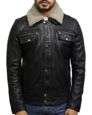 Men’s Vintage Leather Trucker Shirt Jacket – Casual Style Jacket Tornio