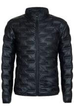 Men’s Quilted Leather Puffer Bomber Biker Jacket – Insulated Winter Coat Torpoint