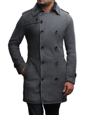 Men’s Vintage Sheepskin Leather Pilot Biker Jacket – Aviator Style Jacket Bogota - grey