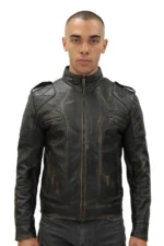 Men’s Vintage Motorcycle Leather Jacket – Racing Biker Jacket Brooklyn