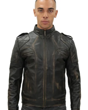 Men’s Vintage Motorcycle Leather Jacket – Racing Biker Jacket Brooklyn