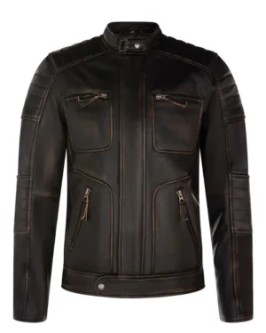 Men’s Vintage Leather Biker Jacket – Retro Riding Style Milan