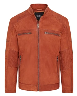 Men’s Buff Leather Café Racer Jacket – Classic Biker Style Jinan - tan
