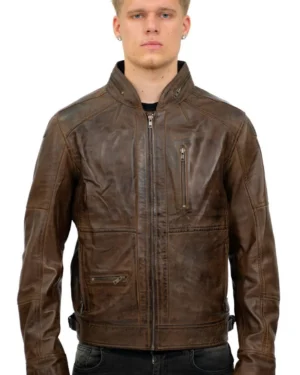 Men’s Retro Leather Biker Jacket – Classic Motorcycle Style Sydney - brown
