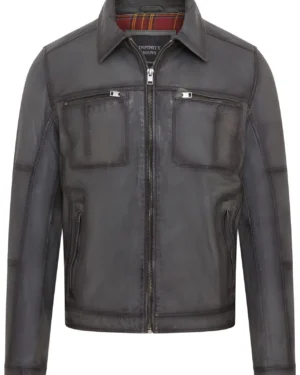 Men’s Classic Leather Biker Jacket – Timeless Motorcycle Style Bettles - grey