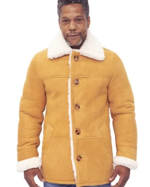 Men’s Classic Sheepskin Car Coat – Premium Winter Outerwear Auburn - tan