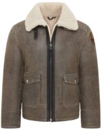 Men’s Grey B3 Shearling Aviator Jacket – Classic Bomber Style Akutan