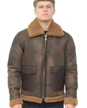 Men’s Antique B3 Sheepskin Jacket – Vintage Aviator Style Aviles - brown