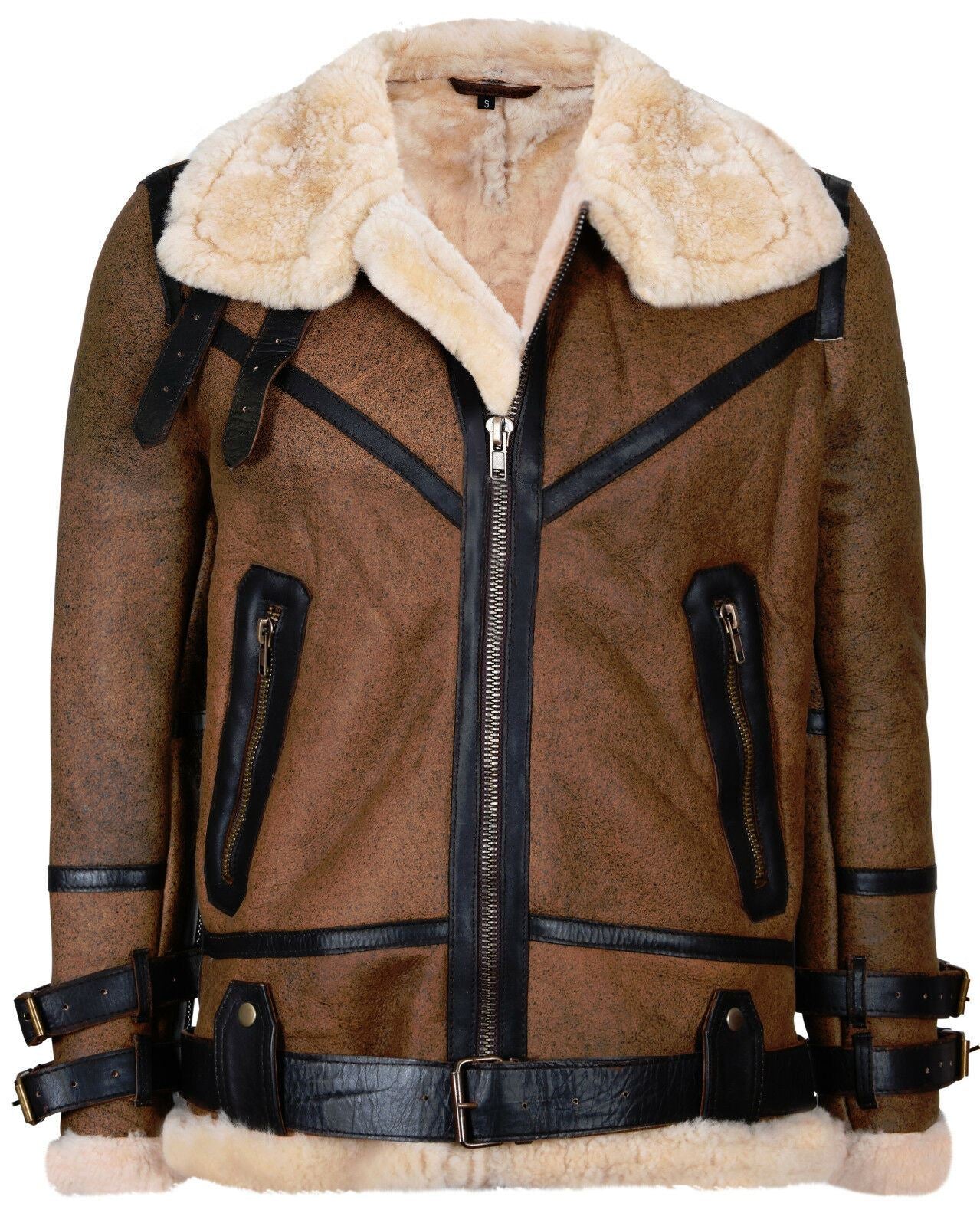 Men’s Brown Vintage B3 Sheepskin Pilot Jacket – Classic Aviator Style Knoxville