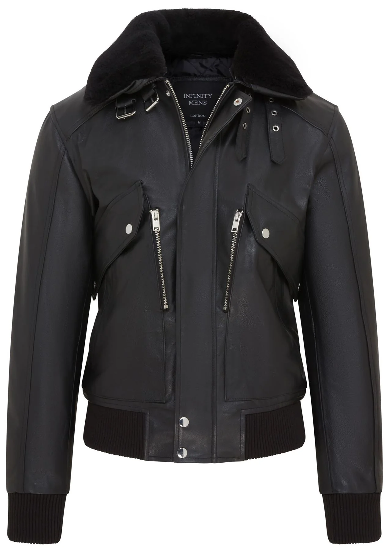 Men’s Cowhide Leather Aviator Bomber Jacket – Black Flight Jacket Akhiok