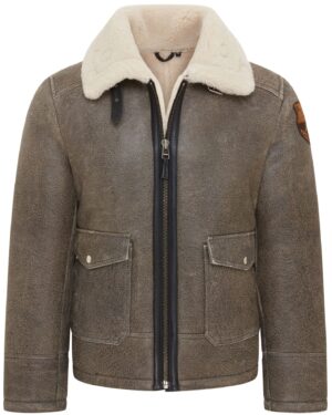 Men’s Grey B3 Shearling Aviator Jacket – Classic Bomber Style Akutan - grey