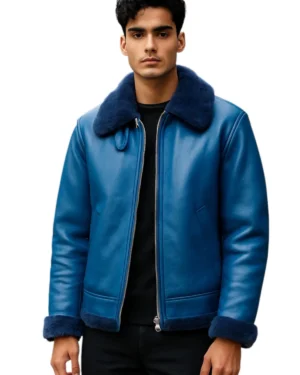 Men’s RAF B3 Sheepskin Aviator Jacket – Classic Bomber Style Wyndham - blue