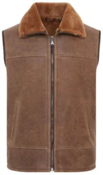 Men’s Aviator Shearling Bomber Gilet – Classic Flight Vest Ambler