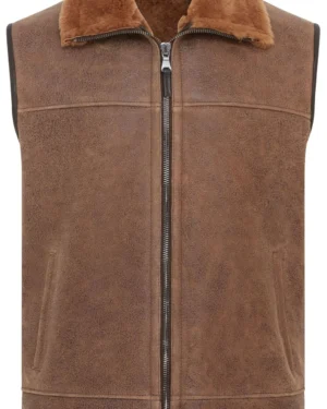 Men’s Aviator Shearling Bomber Gilet – Classic Flight Vest Ambler
