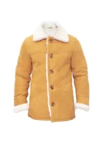 Men’s Classic Sheepskin Car Coat – Premium Winter Outerwear Auburn