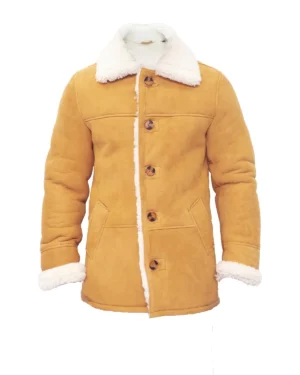 Men’s Classic Sheepskin Car Coat – Premium Winter Outerwear Auburn