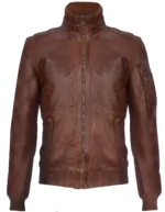 Men’s Leather Varsity Bomber Jacket – Classic Collegiate Style Adana