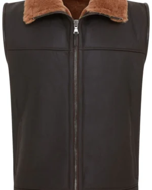 Men’s Aviator Shearling Bomber Gilet – Classic Flight Vest Ambler - ginger-brown